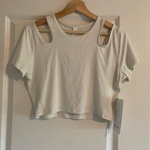 Lululemon Shoulder Cut-Out Yoga T-Shirt Size 10 Bone NWT